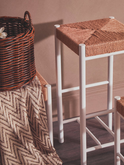 Bali Natural Rope and White Bar Stool