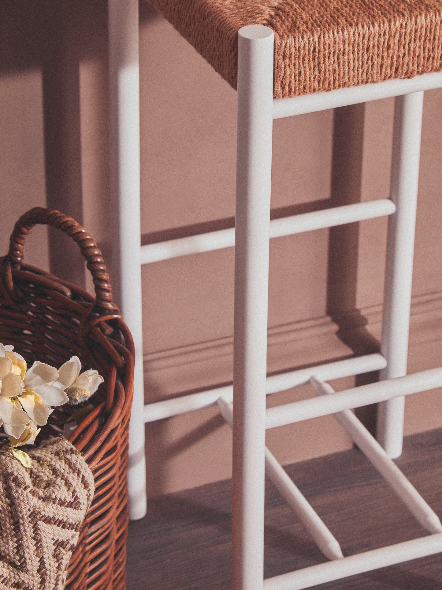 Bali Natural Rope and White Bar Stool
