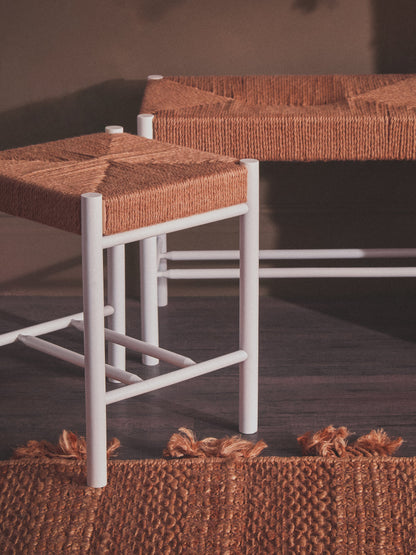 Bali Natural Rope and White Wood Low Stool