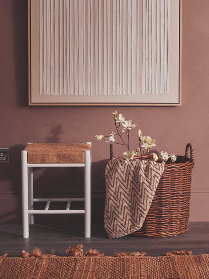 Bali Natural Rope and White Wood Low Stool