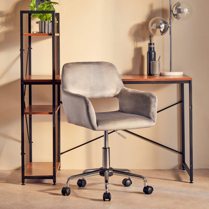 Jaxon Grey Velvet Retro Chrome Office Chair