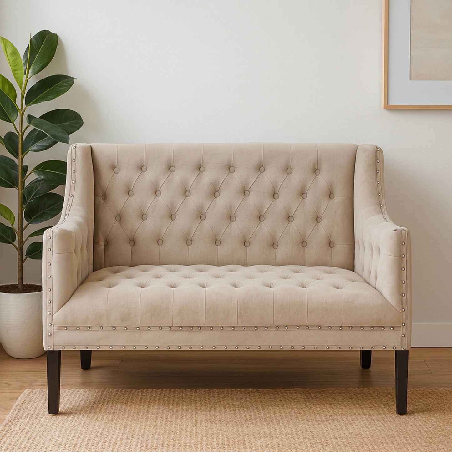 Loxton Camel Velvet 2 Seat Sofa