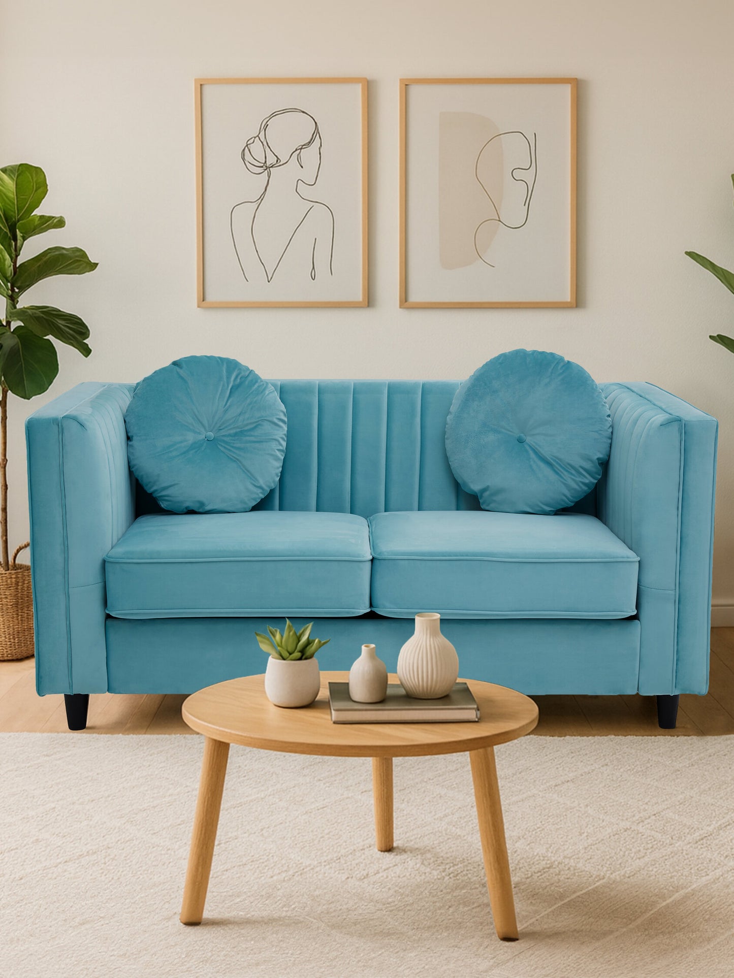 Faith Pastel Green 2 Seater Velvet Sofa