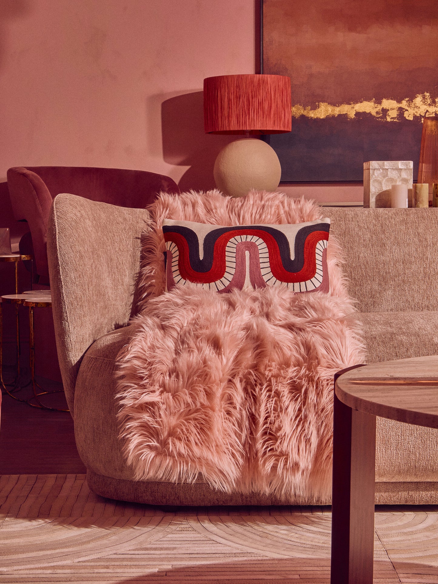 Nomad Lamina Pink Faux Fur Throw