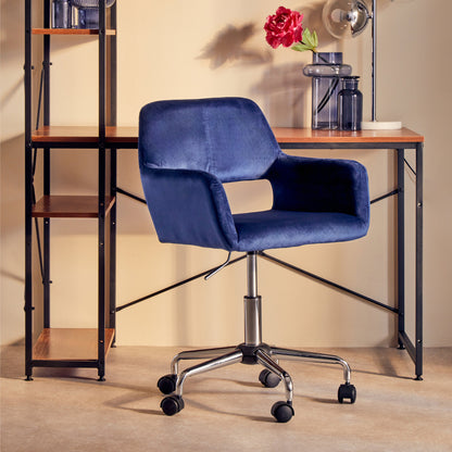 Jaxon Navy Velvet Retro Chrome Office Chair