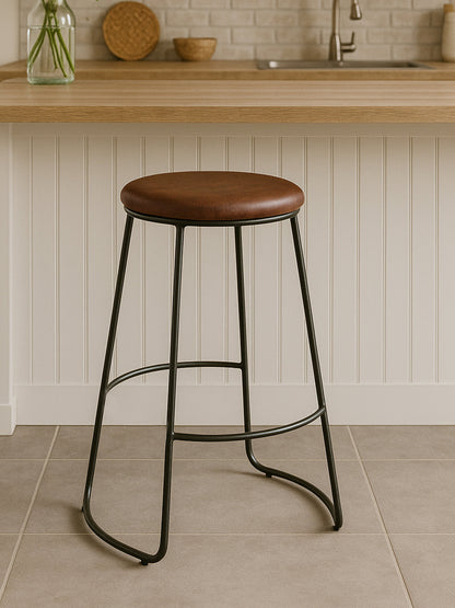 Shoreditch Faux Leather Bar Stool with Metal Legs