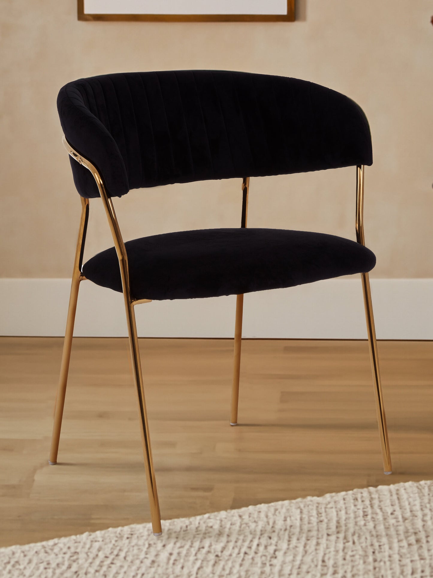 Lorena Black Velvet Gold Leg Dining Chair