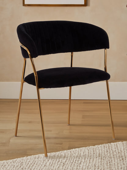 Lorena Black Velvet Gold Leg Dining Chair