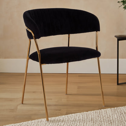 Lorena Black Velvet Gold Leg Dining Chair