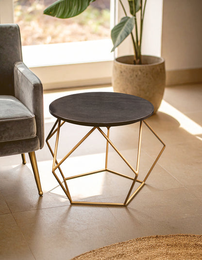 Opus Round Marble Top Coffee Table With Gold Finish Frame