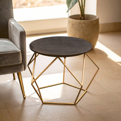 Opus Round Marble Top Coffee Table With Gold Finish Frame