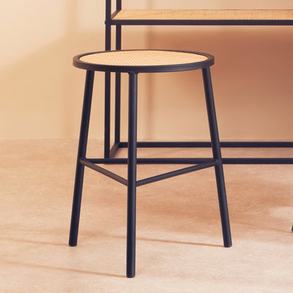 Indy Natural Rattan Industrial Low Seat Bar Stool