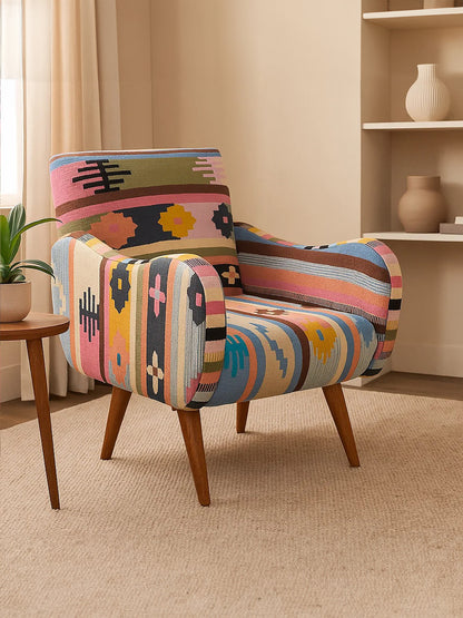 Azteca Multicolour Kilim Mango Wood Armchair