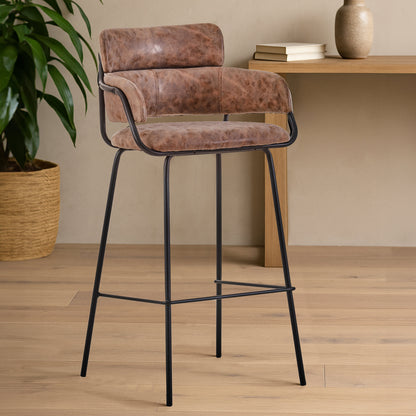 Lorena Brown Faux Leather Bar Chair