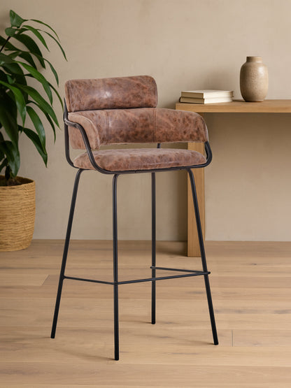 Lorena Brown Faux Leather Bar Chair