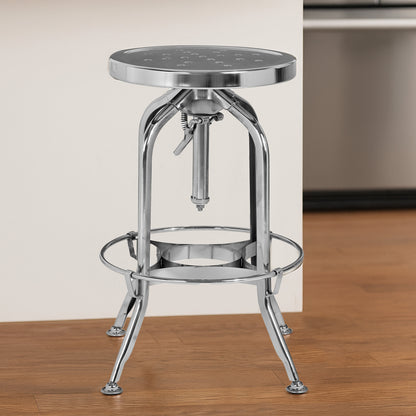 Cannes Chrome Industrial Adjustable Bar Stool