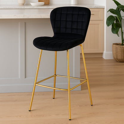 Martina Black Velvet Gold Frame Bar Chair
