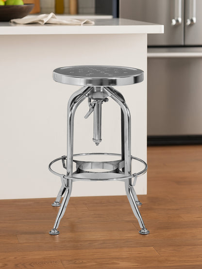Cannes Chrome Industrial Adjustable Bar Stool