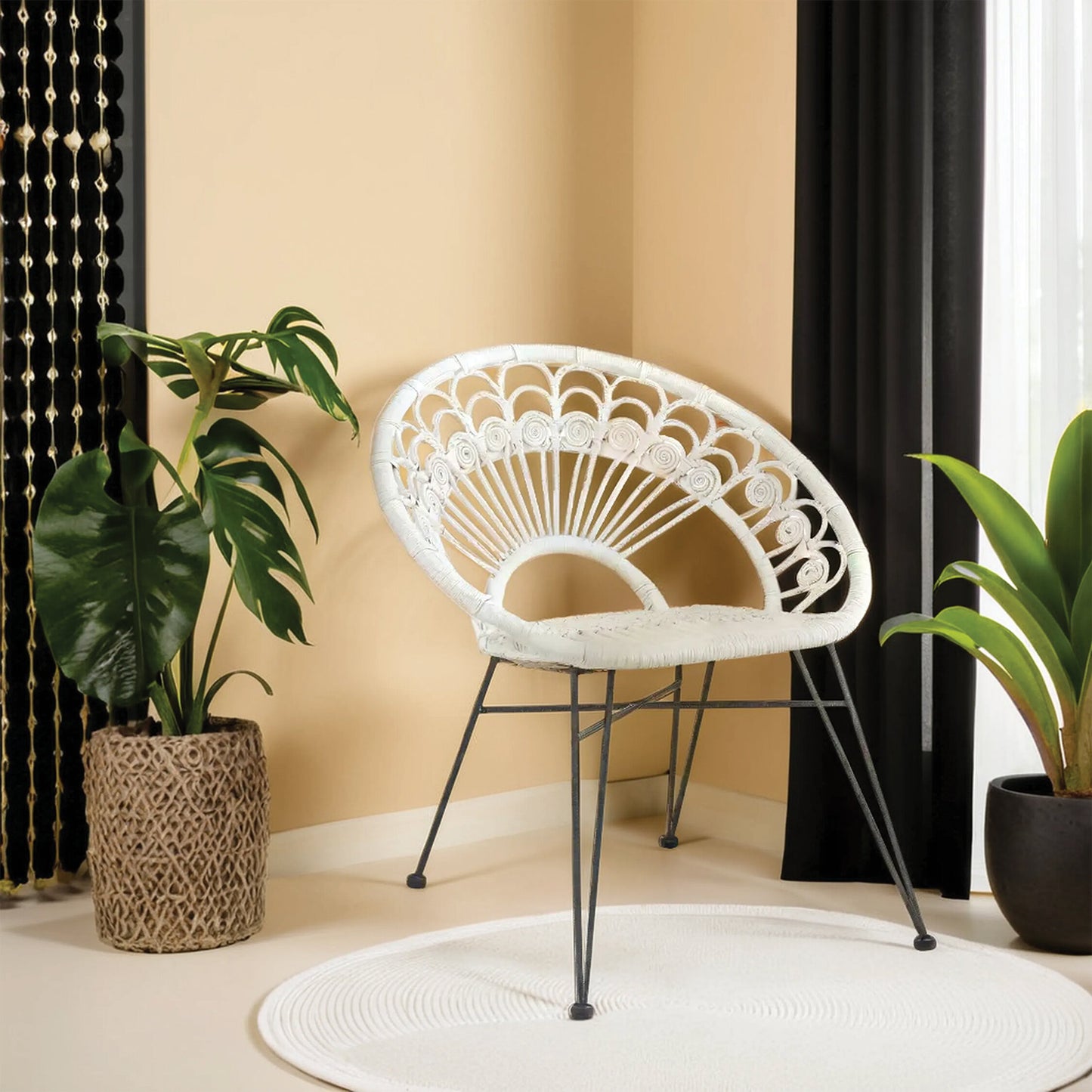 Koh Lanta White Rattan Nordic Armchair