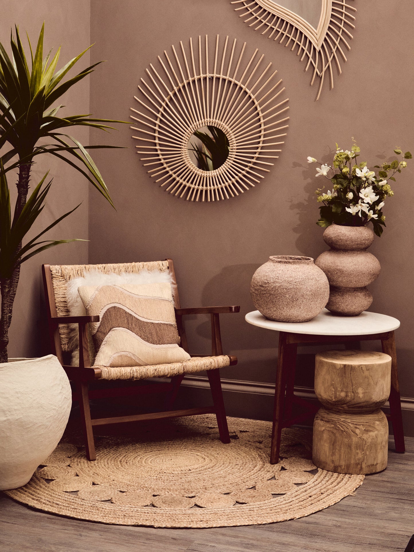 India Natural Rattan Wall Mirror