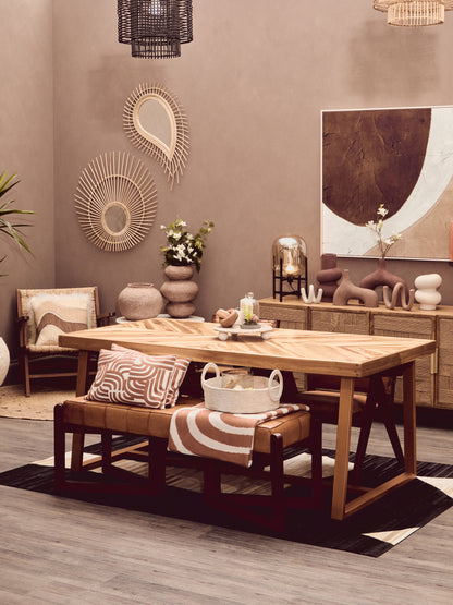 India Teardrop Natural Rattan Wall Mirror