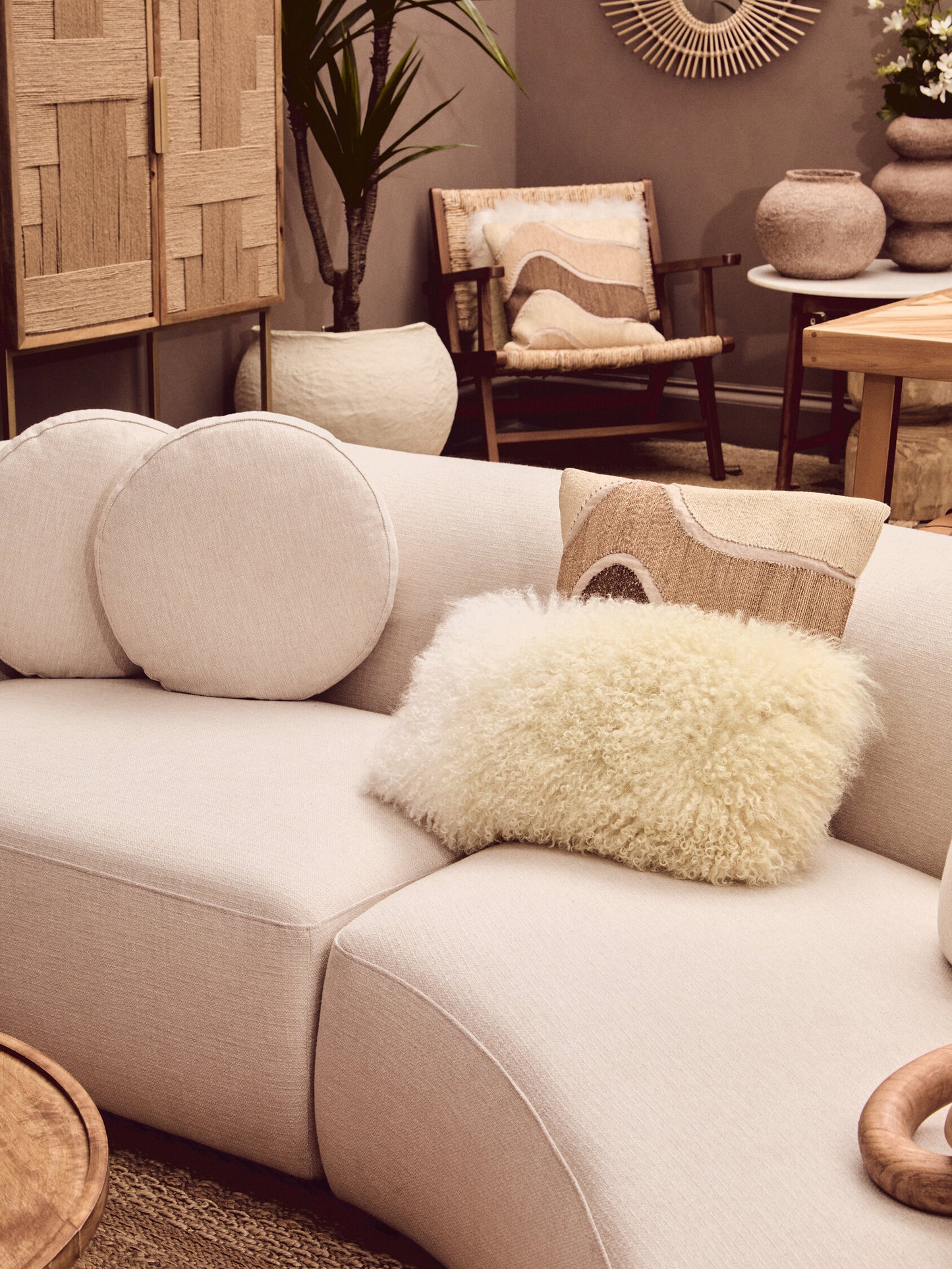 The Luxe Natural Ombre Real Mongolian Fur Cushion