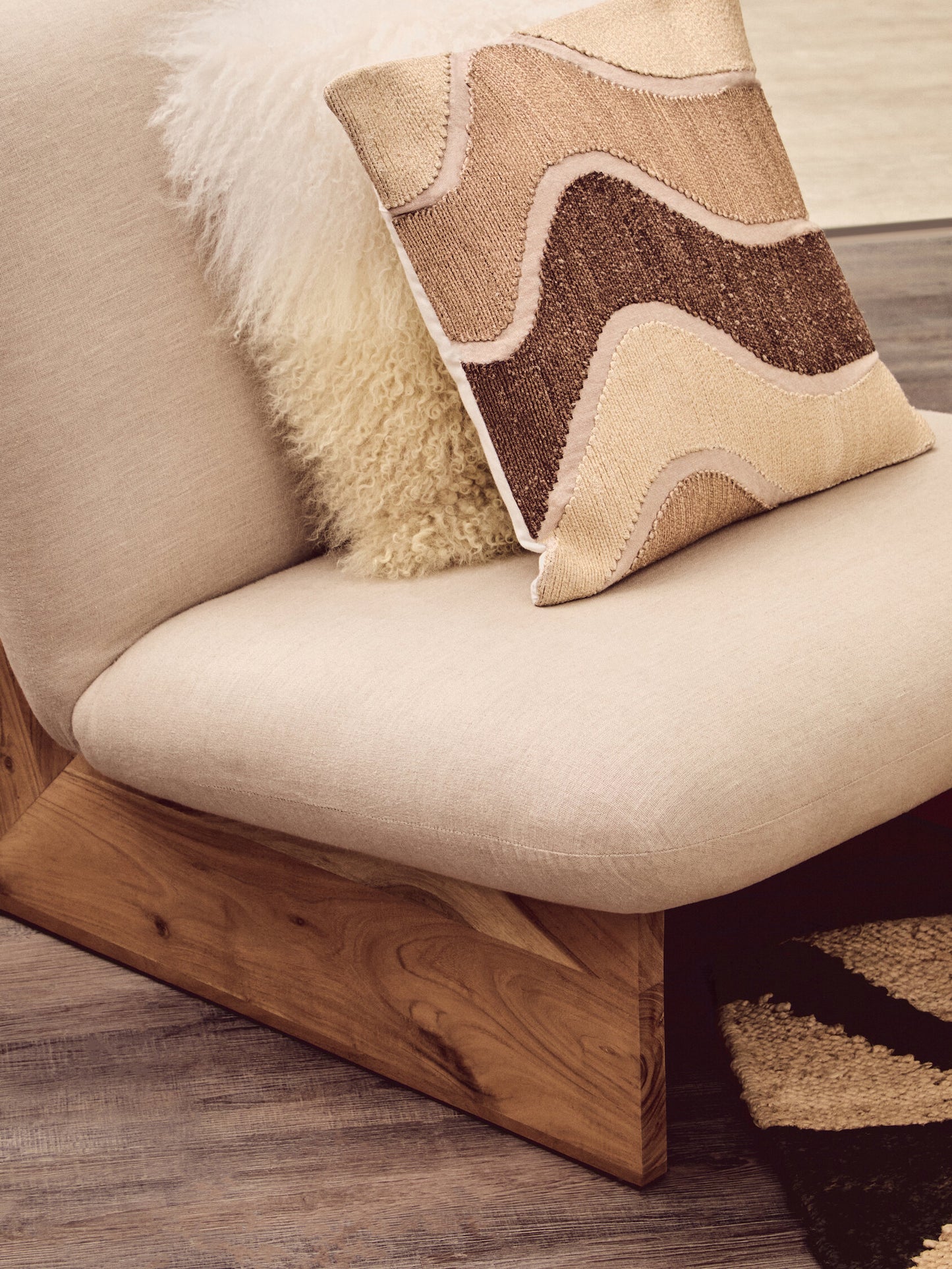 Bosie Natural Ombre Real Mongolian Fur Cushion | Bali & Blue