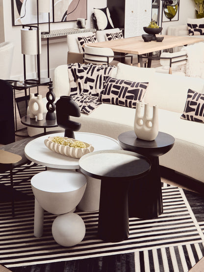 The Edit Natural Black Geometric Throw