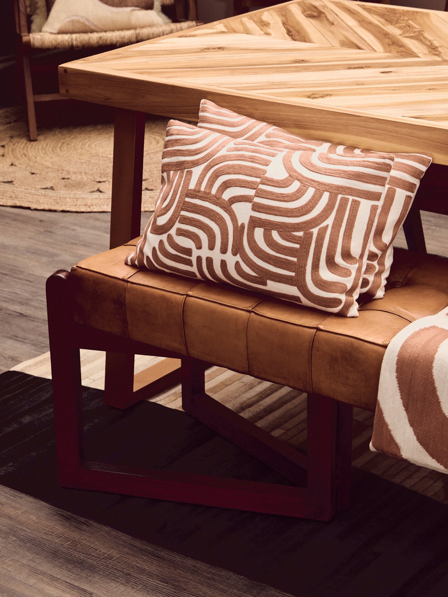 Nomad Ozella Natural and Terracotta Rectangular Cushion | Bali & Blue