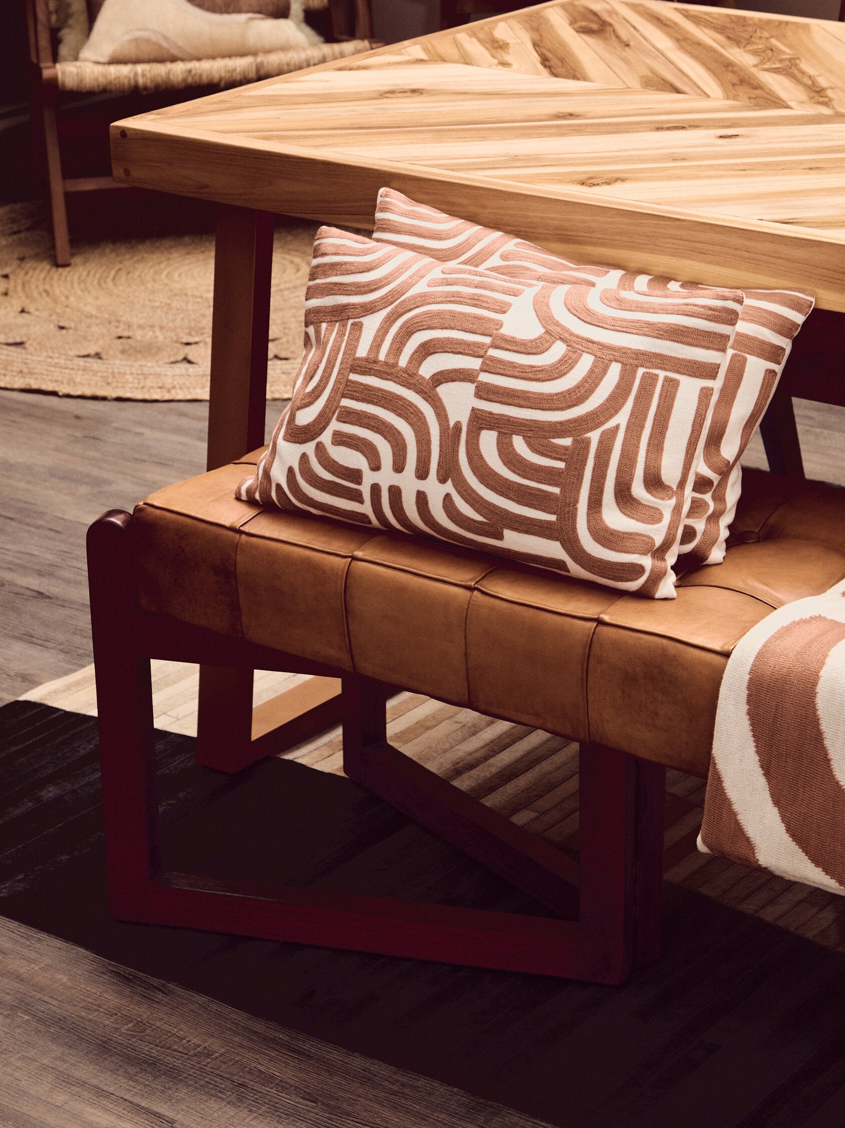 Nomad Ozella Natural and Terracotta Rectangular Cushion | Bali & Blue