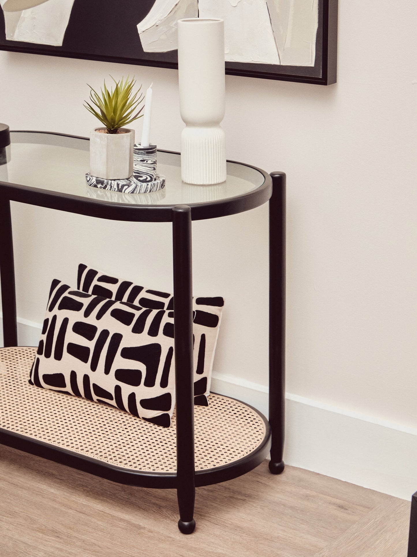 Fiji Rattan and Glass 2 Tier Console Table
