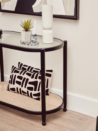 Fiji Rattan and Glass 2 Tier Console Table