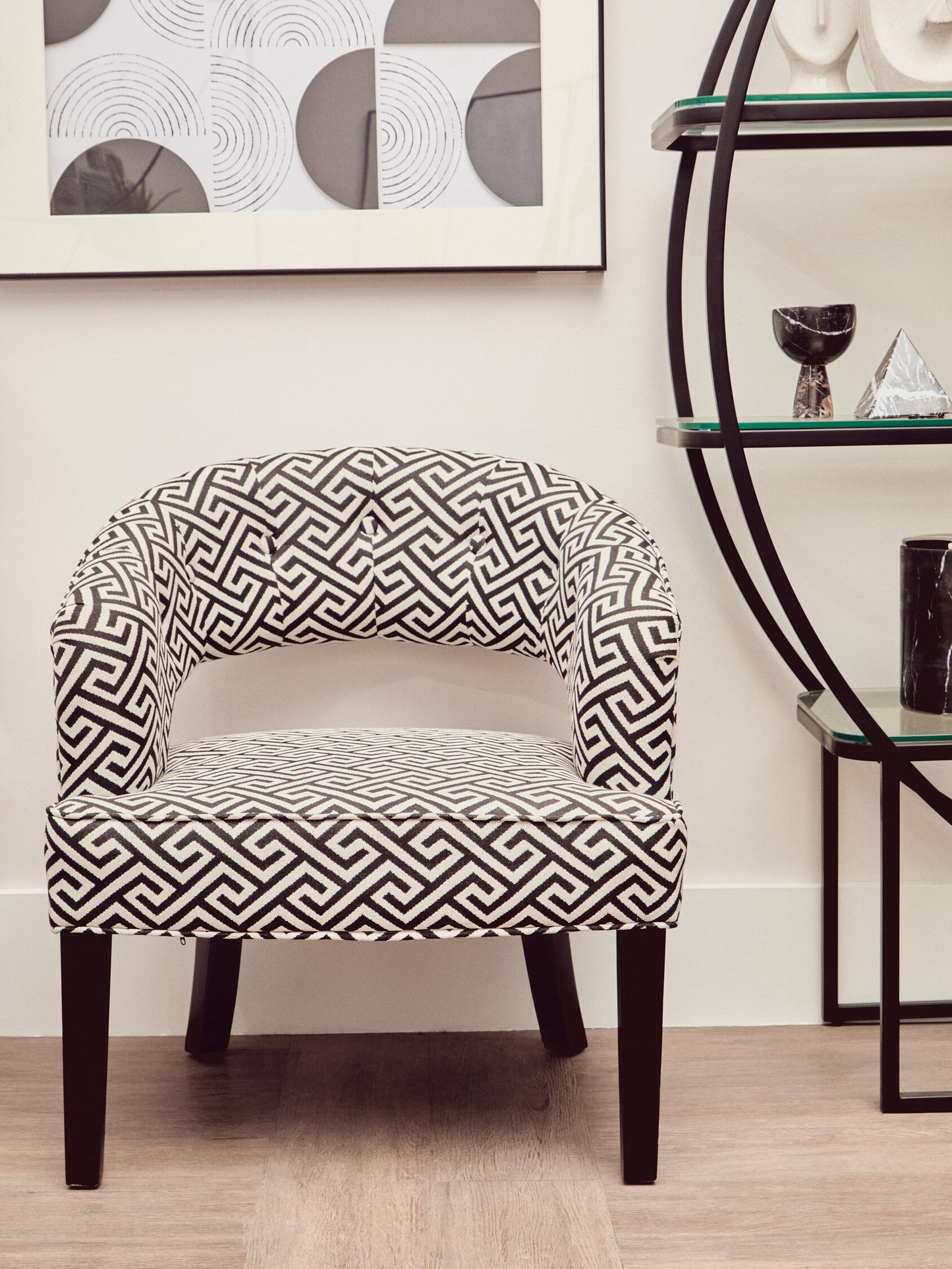 Loxton Greek Key Cutout Lounge Armchair