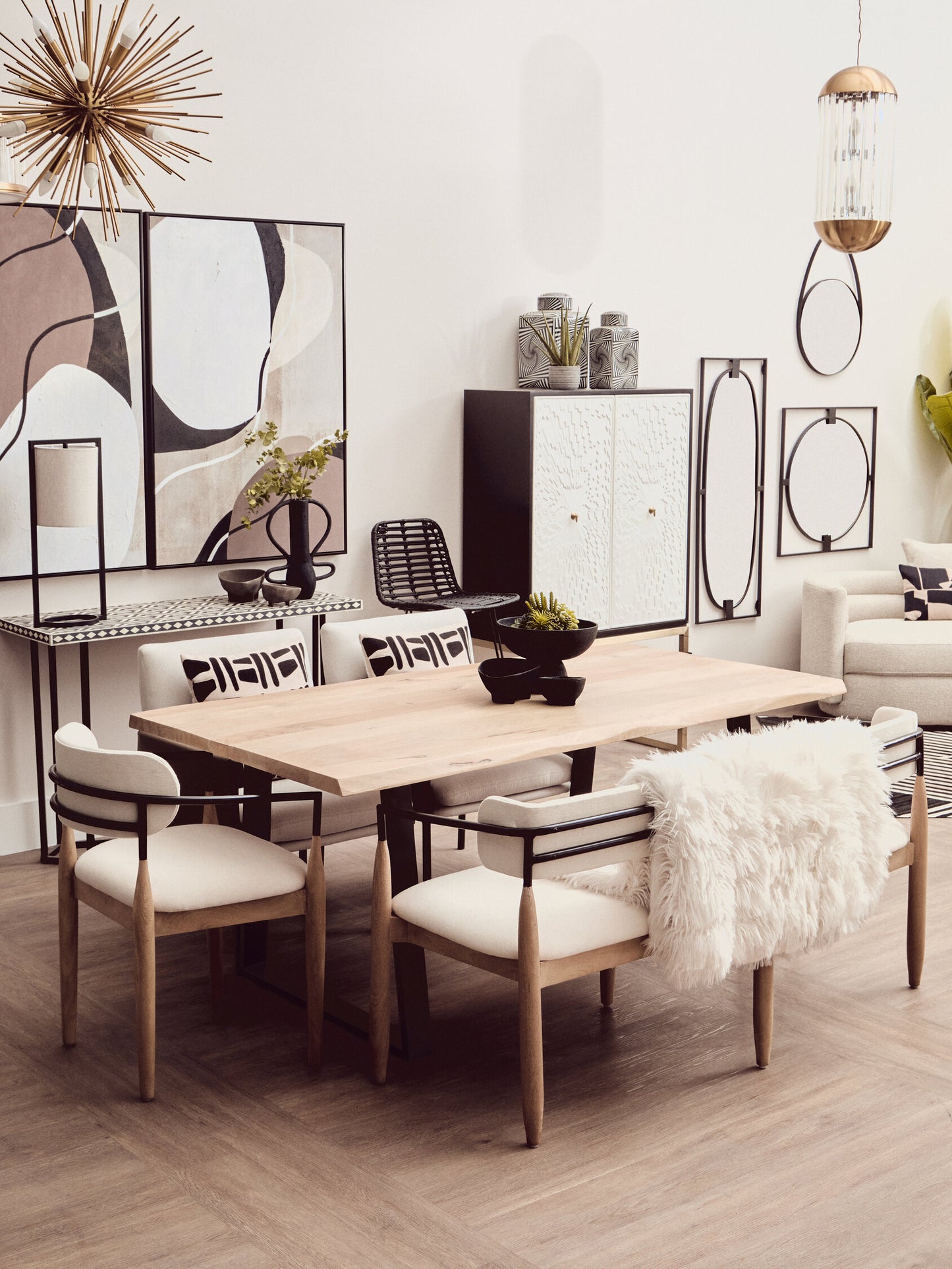 Milan Mango Wood Live Edge Black Metal legs Dining Table