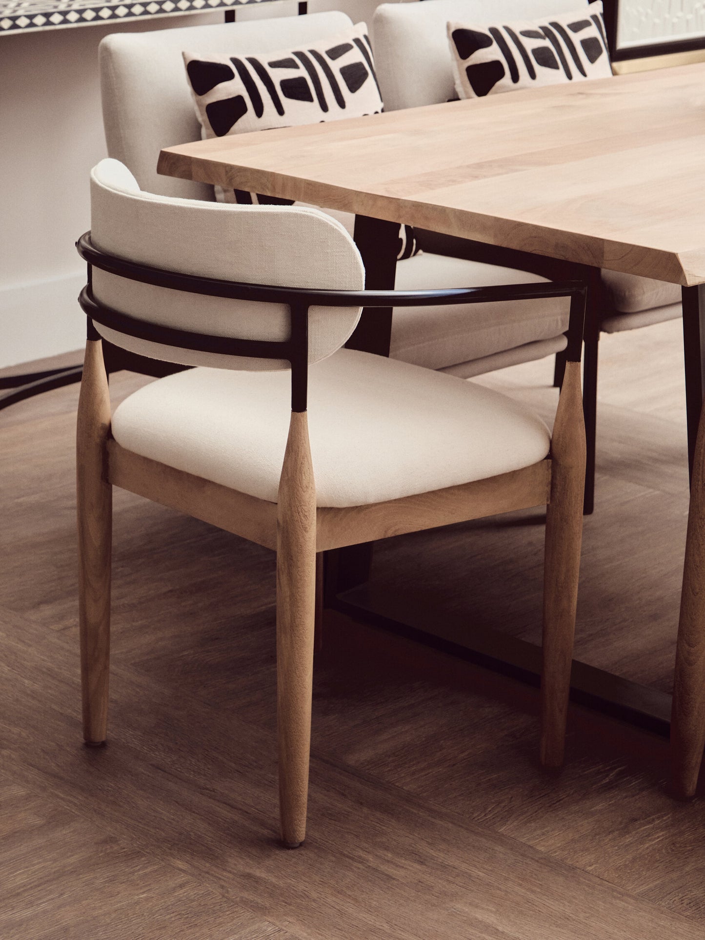 Milan Mango Wood Live Edge Black Metal legs Dining Table