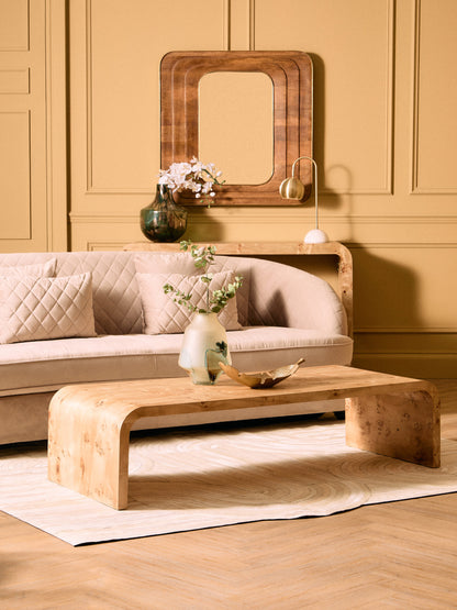 Aspen Curved Burl Wood Coffee Table