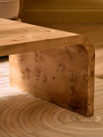 Aspen Curved Burl Wood Coffee Table