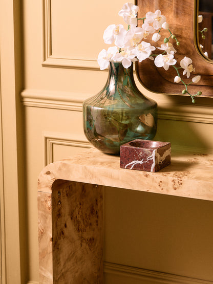 Aspen Curved Burl Wood Console Table