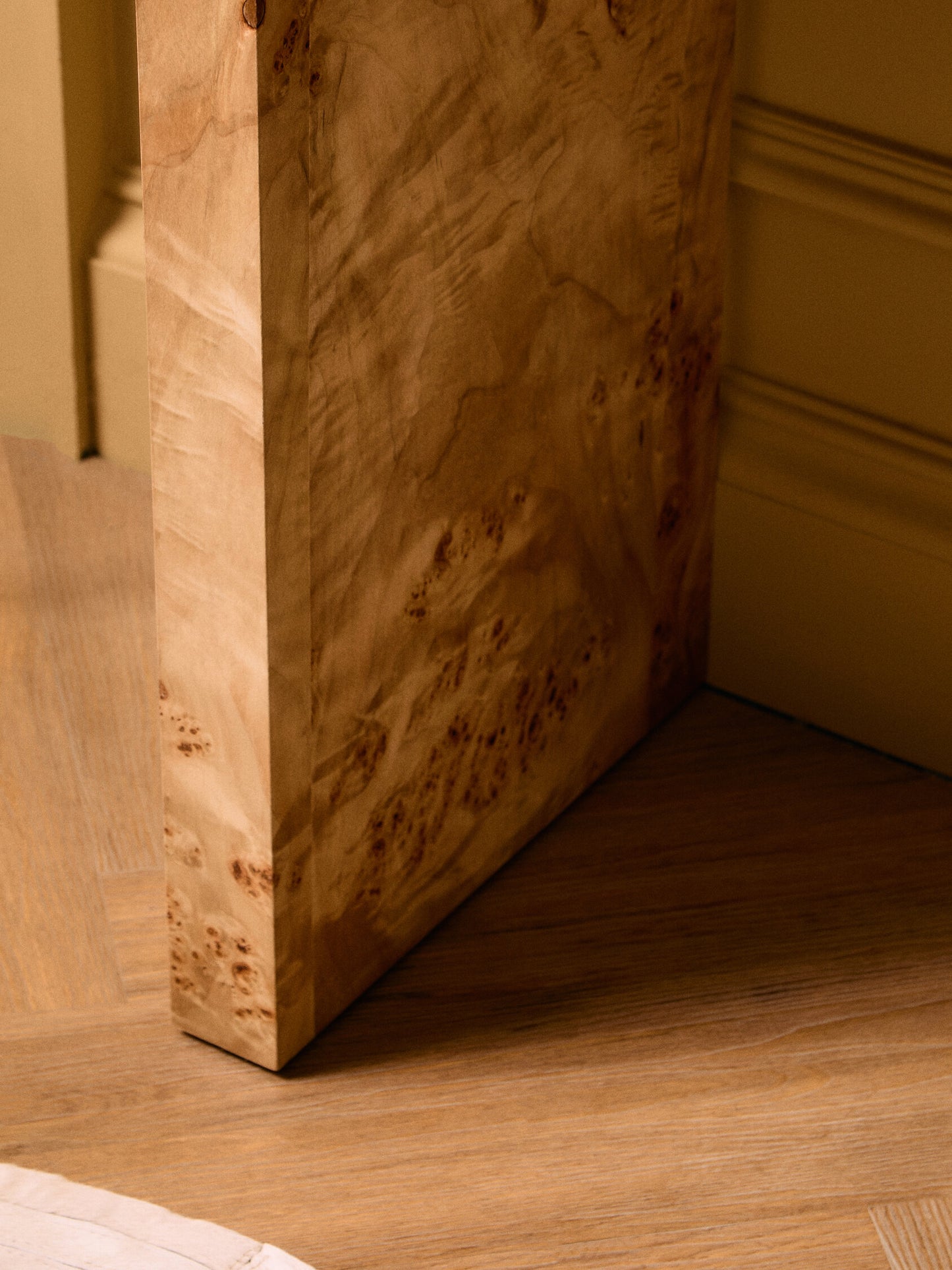 Aspen Curved Burl Wood Console Table