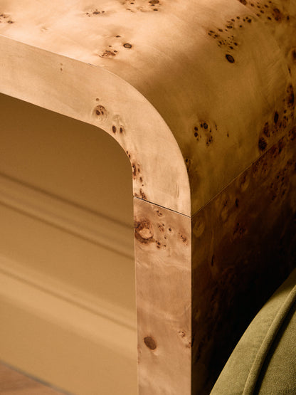 Aspen Curved Burl Wood Console Table