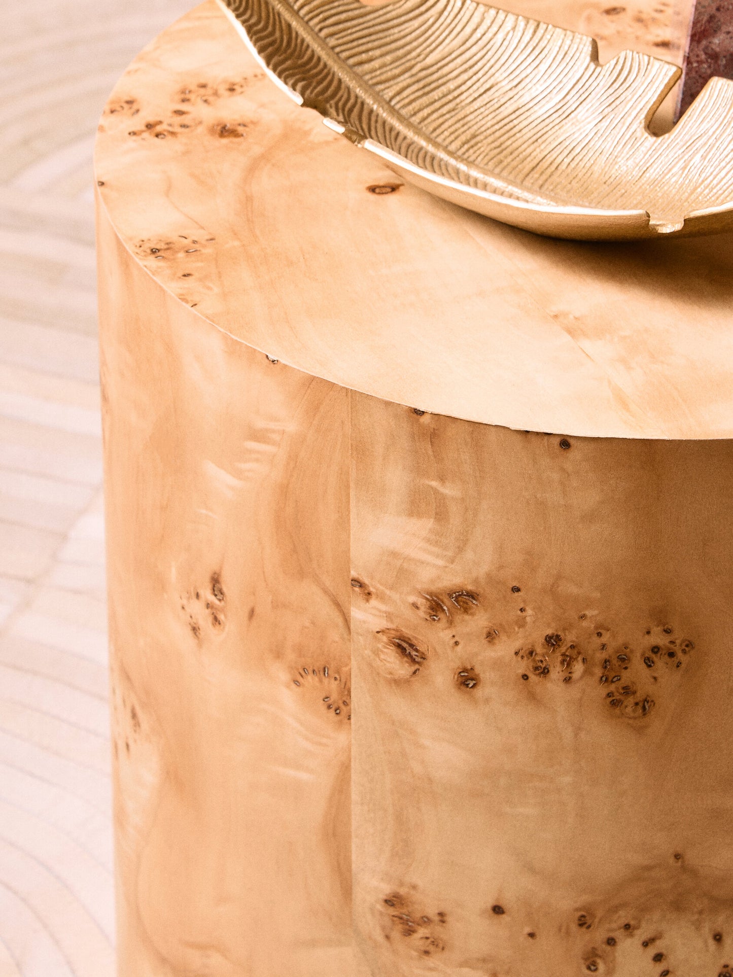 Aspen Round Burl Wood Side Table