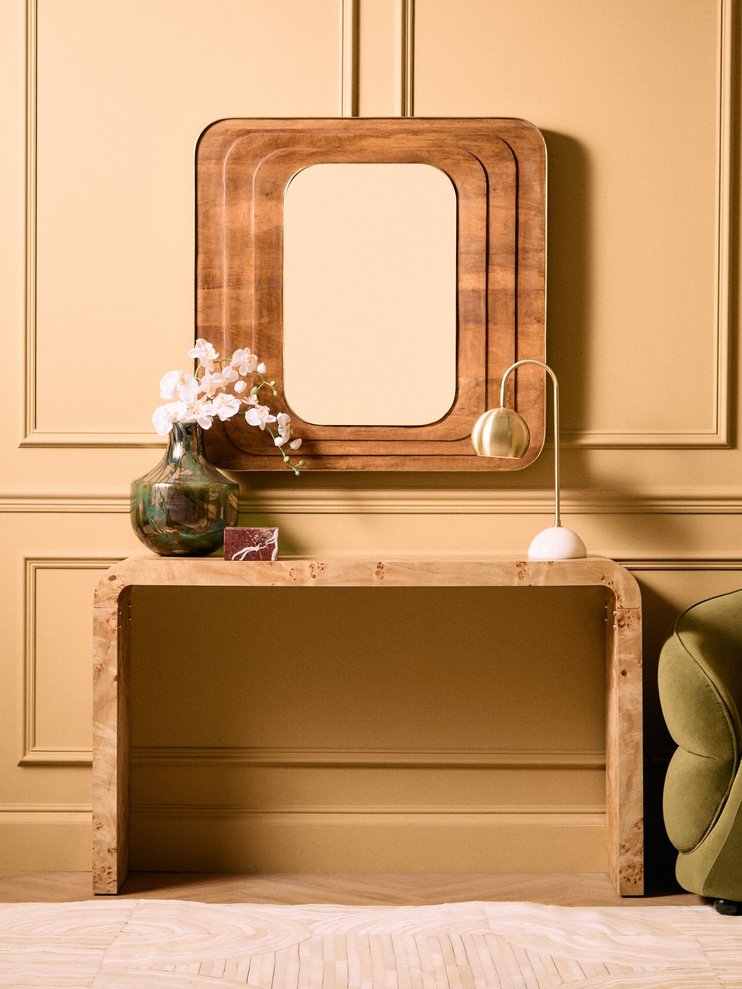 Brando Carved Mango Wood Rustic Wall Mirror