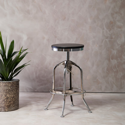 Cannes Chrome Ash Wood Adjustable Bar Stool