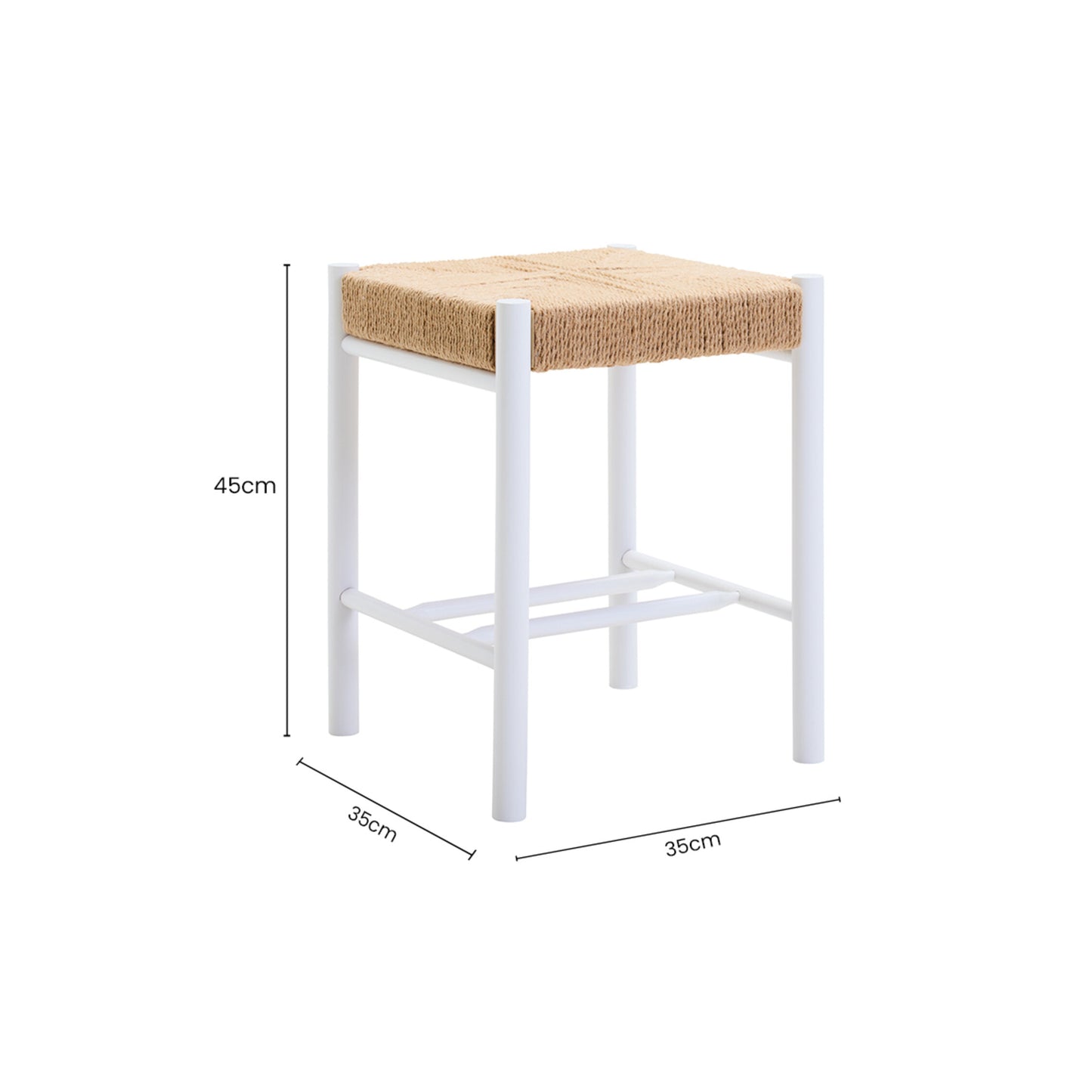 Bali Natural Rope and White Wood Low Stool