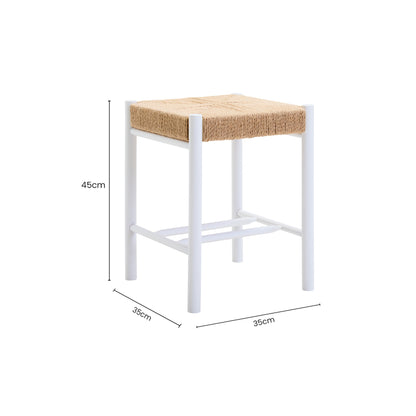 Bali Natural Rope and White Wood Low Stool