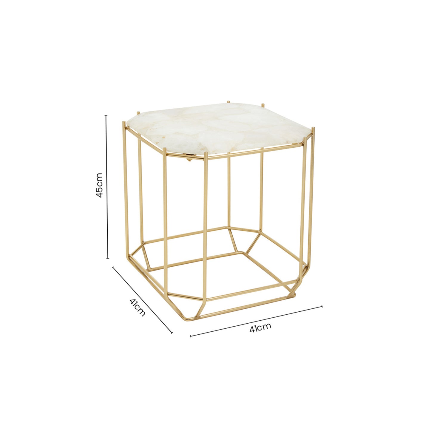Dorchester White Quartz Gold Side Table