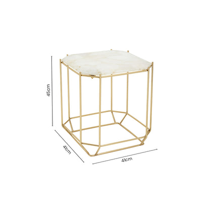 Dorchester White Quartz Gold Side Table