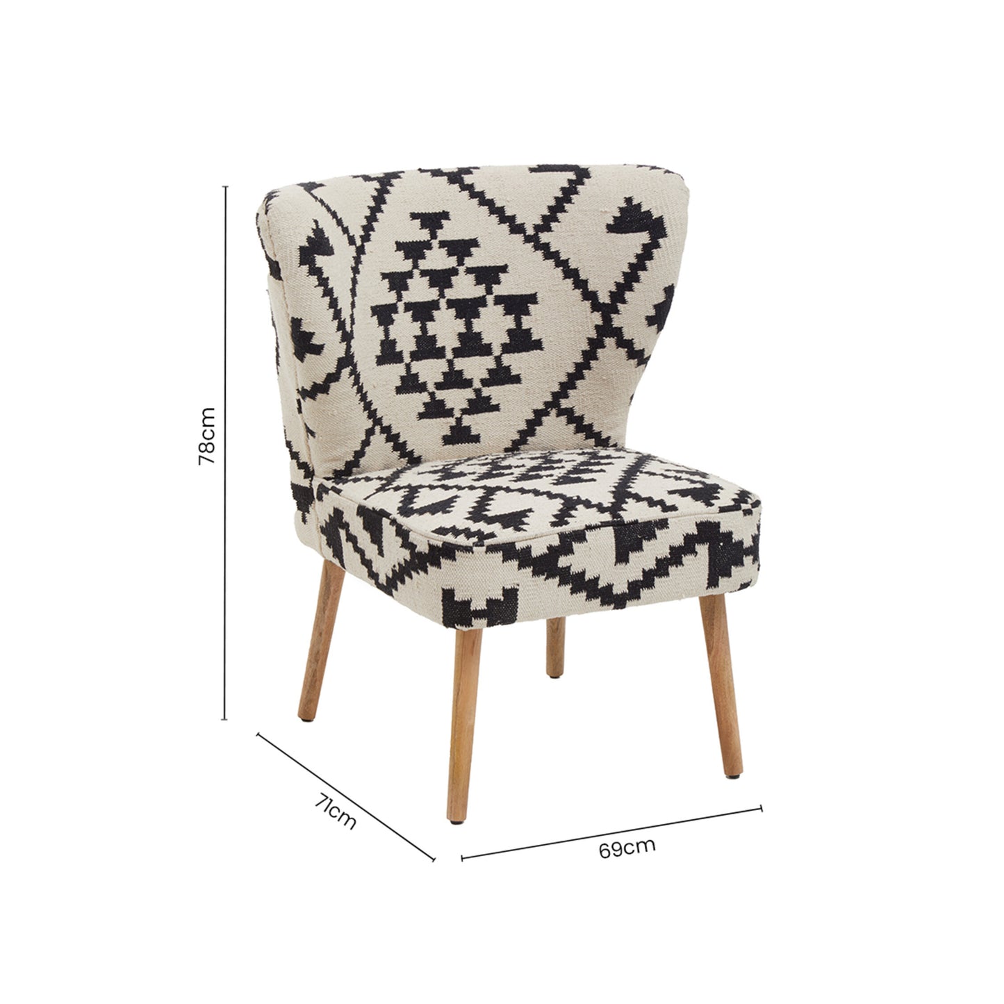 Aztec White and Black Berber Style Mango Wood Occasional Chair