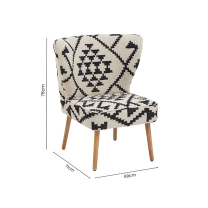 Aztec White and Black Berber Style Mango Wood Occasional Chair