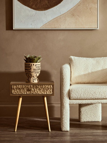 Oscar Wood Veneer Bedside Table with 1 Drawer